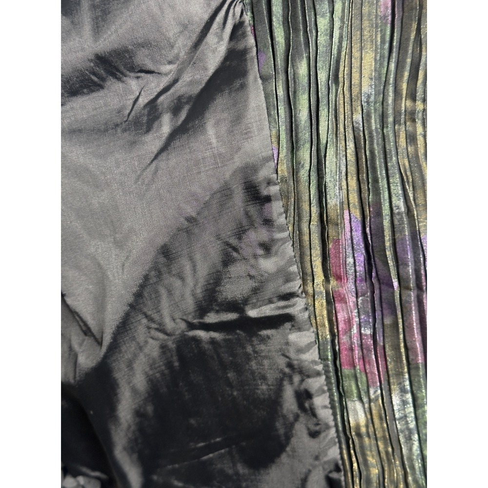 New Cache Blazer 1 Medium Purple Green Metallic Floral Pleated Vintage Jacket - Picture 7 of 13